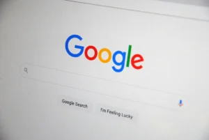 Google search bar on a screen, representing search engine optimisation